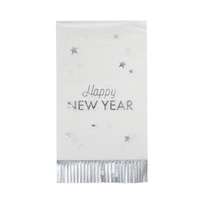 NYE1139 - Happy New Year Fringed Dinner Napkin