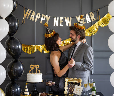 NYE1208 - Black and Gold Party Hats