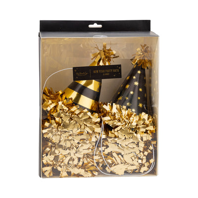 NYE1208 - Black and Gold Party Hats