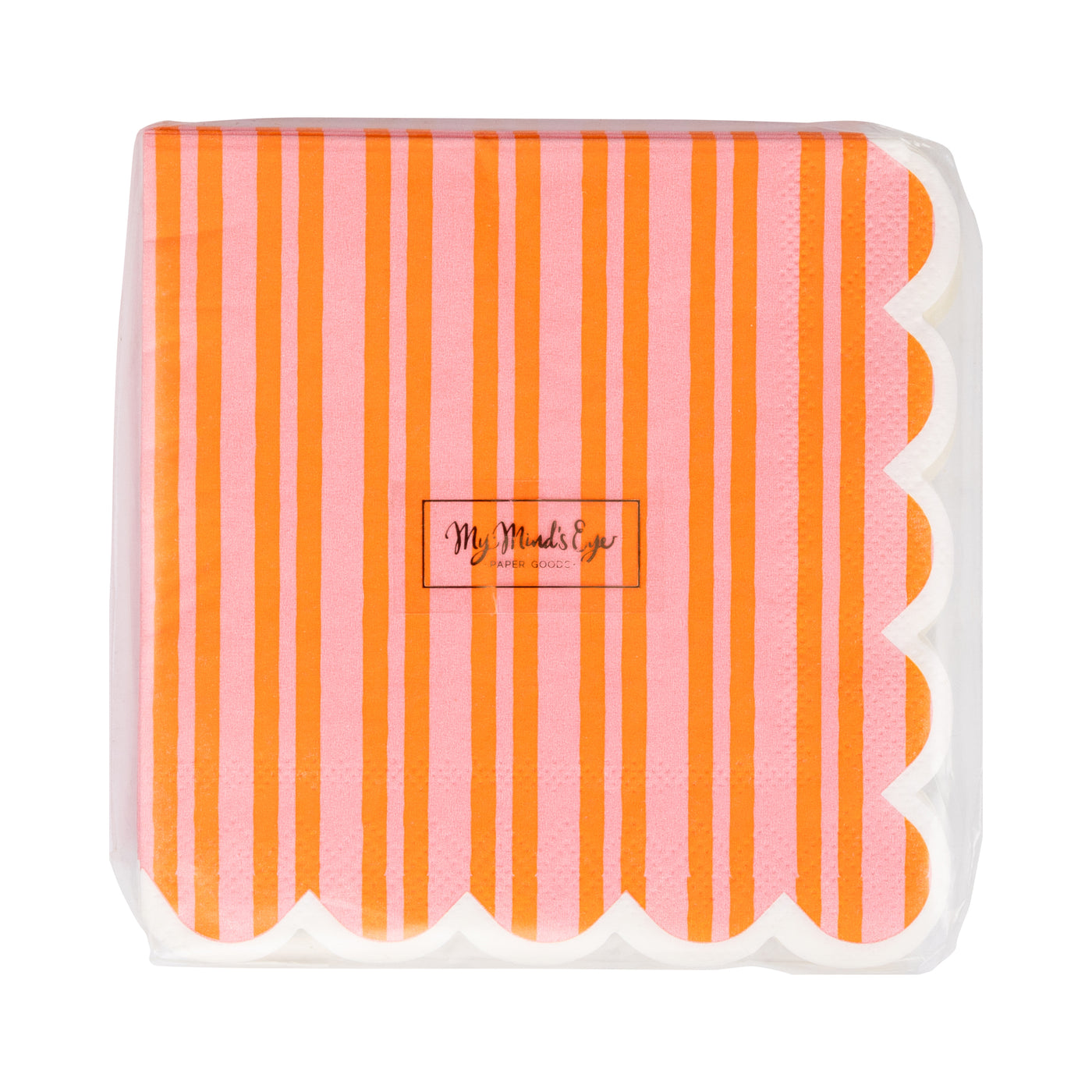 ORA1137 - Orange & Pink Striped Cocktail Napkin