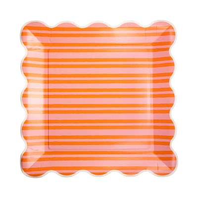 ORA1142 - Orange & Pink Striped Plate
