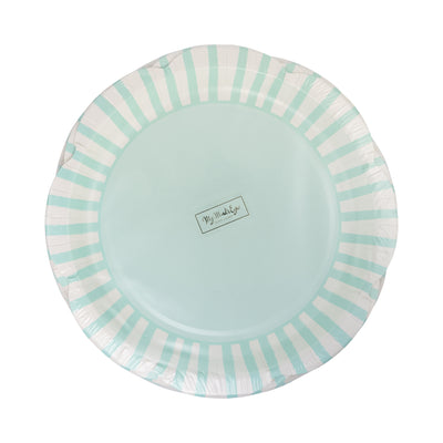PAR1123 - Aqua Striped Scallops 9" Plate