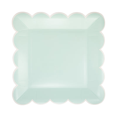 PAR1124 - Aqua Scalloped Square 9" Plate