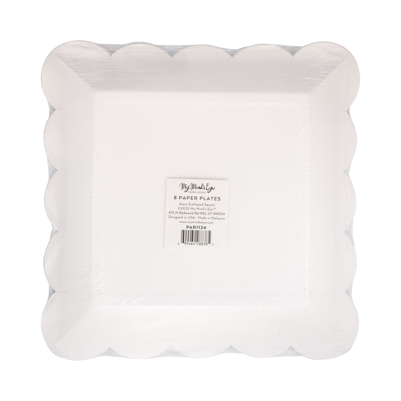 PAR1124 - Aqua Scalloped Square 9" Plate