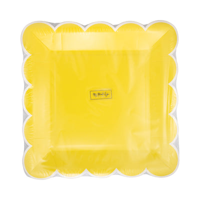PAR1129 - Yellow Scalloped Square 9" Plate