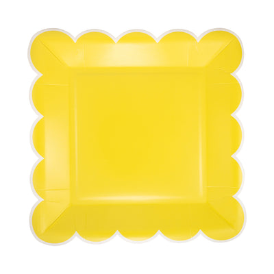 PAR1129 - Yellow Scalloped Square 9" Plate