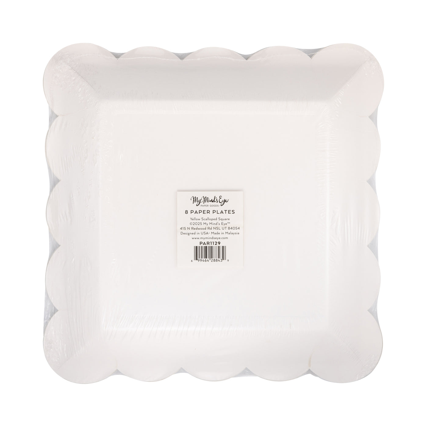 PAR1129 - Yellow Scalloped Square 9" Plate