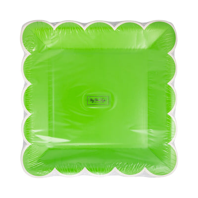PAR1134 - Green Scalloped 9" Square Plate