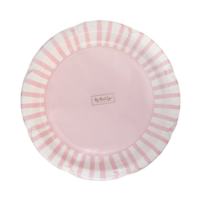 PAR1138 - Pink Striped 9" Scallops Plate
