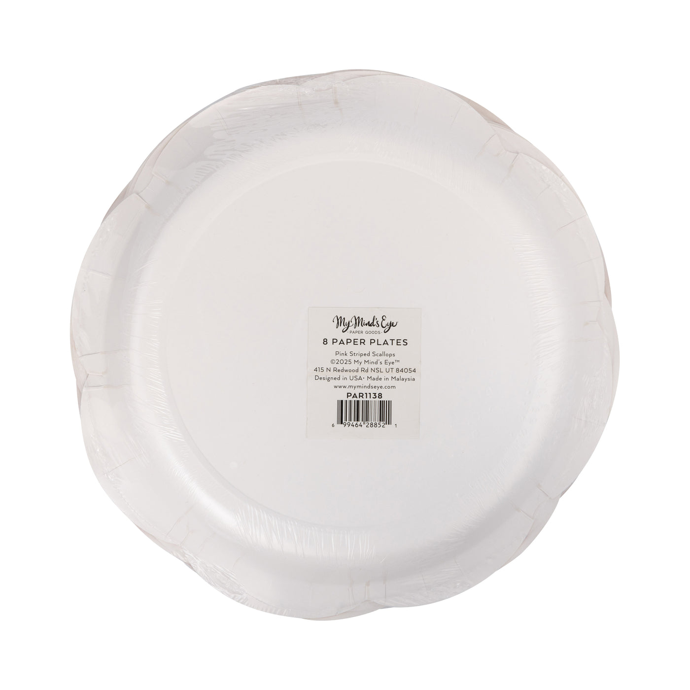 PAR1138 - Pink Striped 9" Scallops Plate