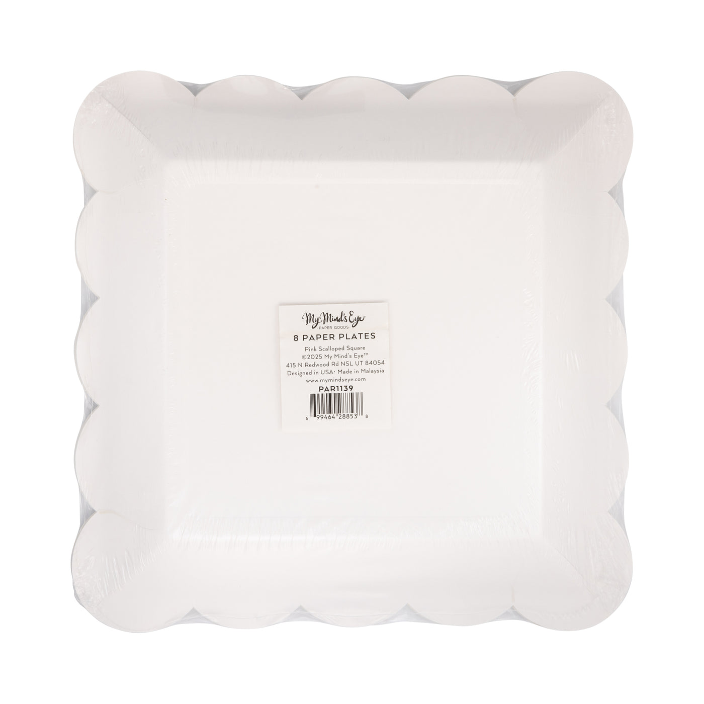 PAR1139 - Pink Scalloped 9" Square Plate