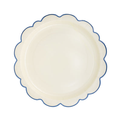 PEM1042 - Pembroke Cream with Blue Edge 12" Paper Plate
