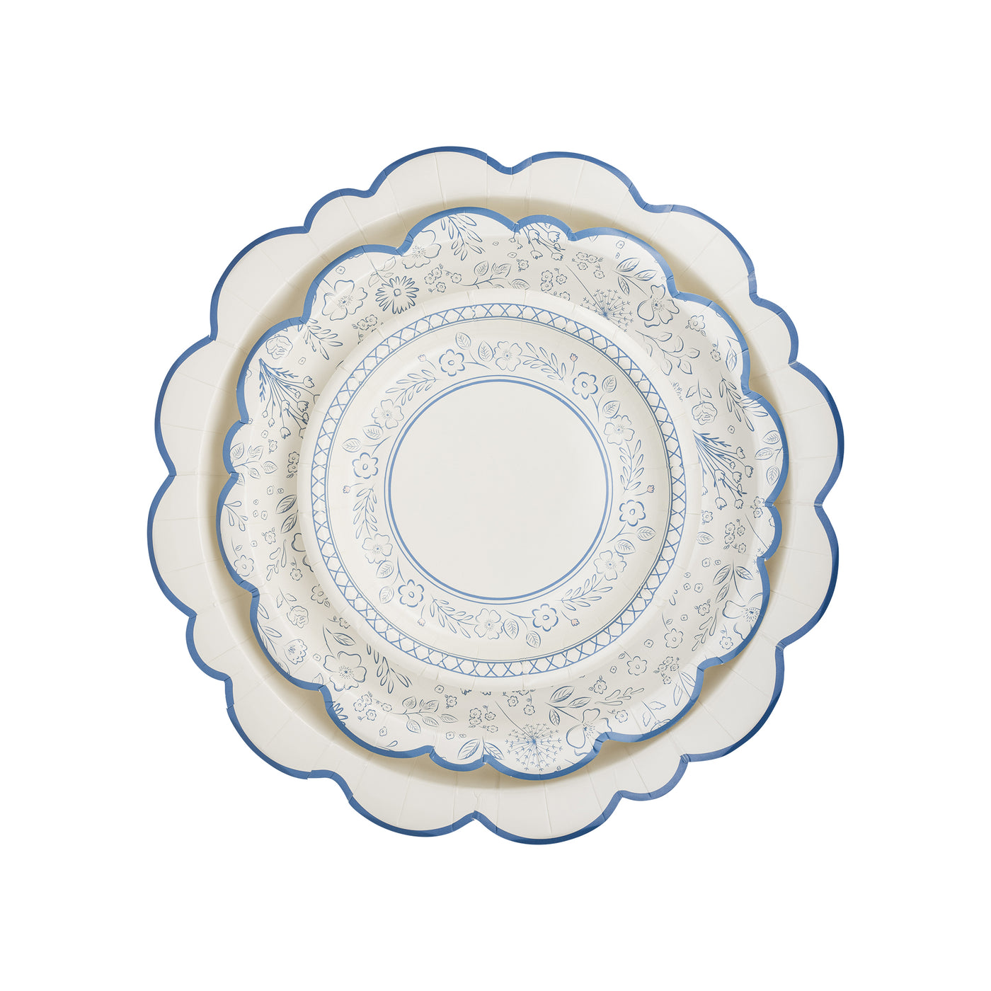 PEM1042 - Pembroke Cream with Blue Edge 12" Paper Plate