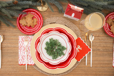 PEM1238 - Red/Gold Bow Cocktail Napkin