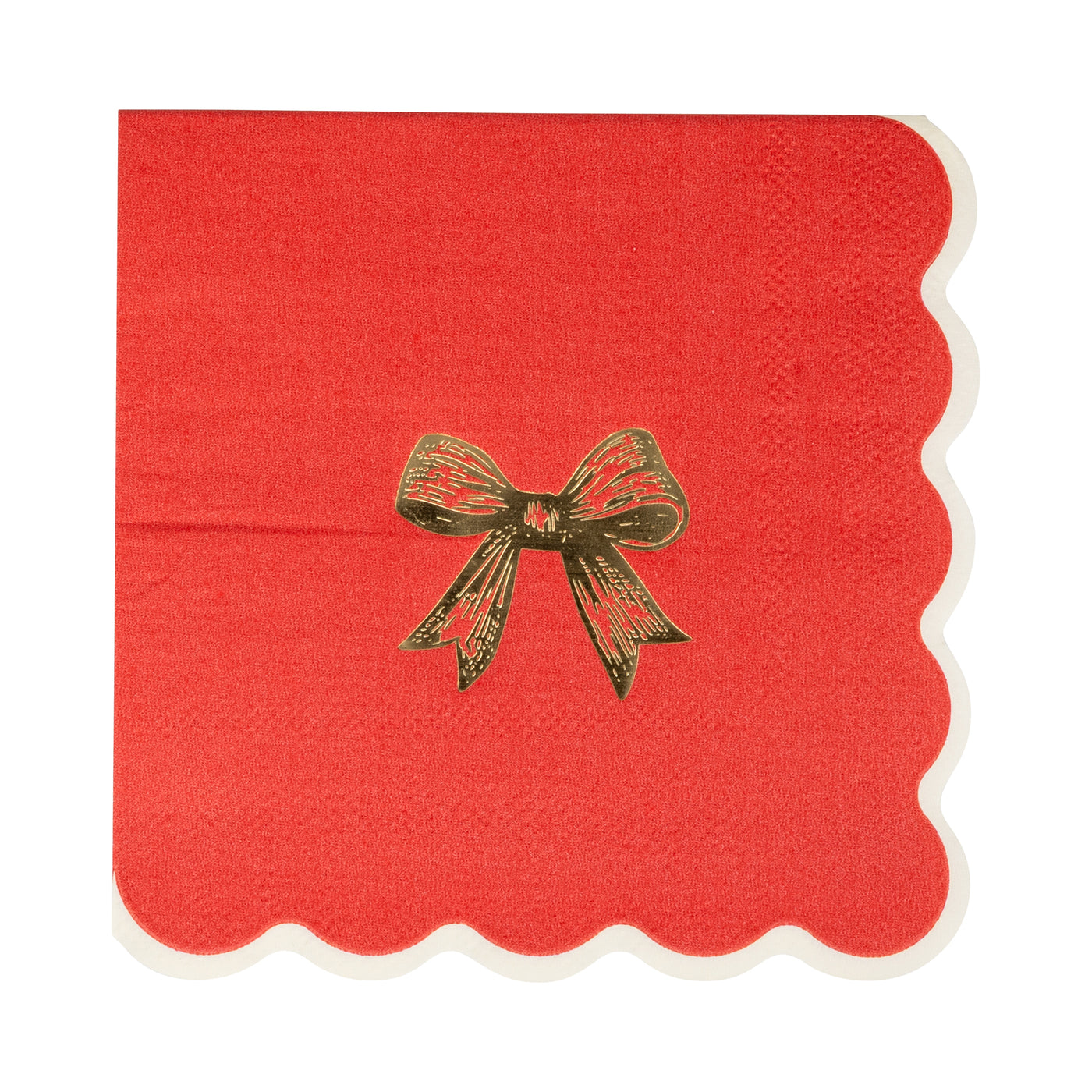PEM1238 - Red/Gold Bow Cocktail Napkin