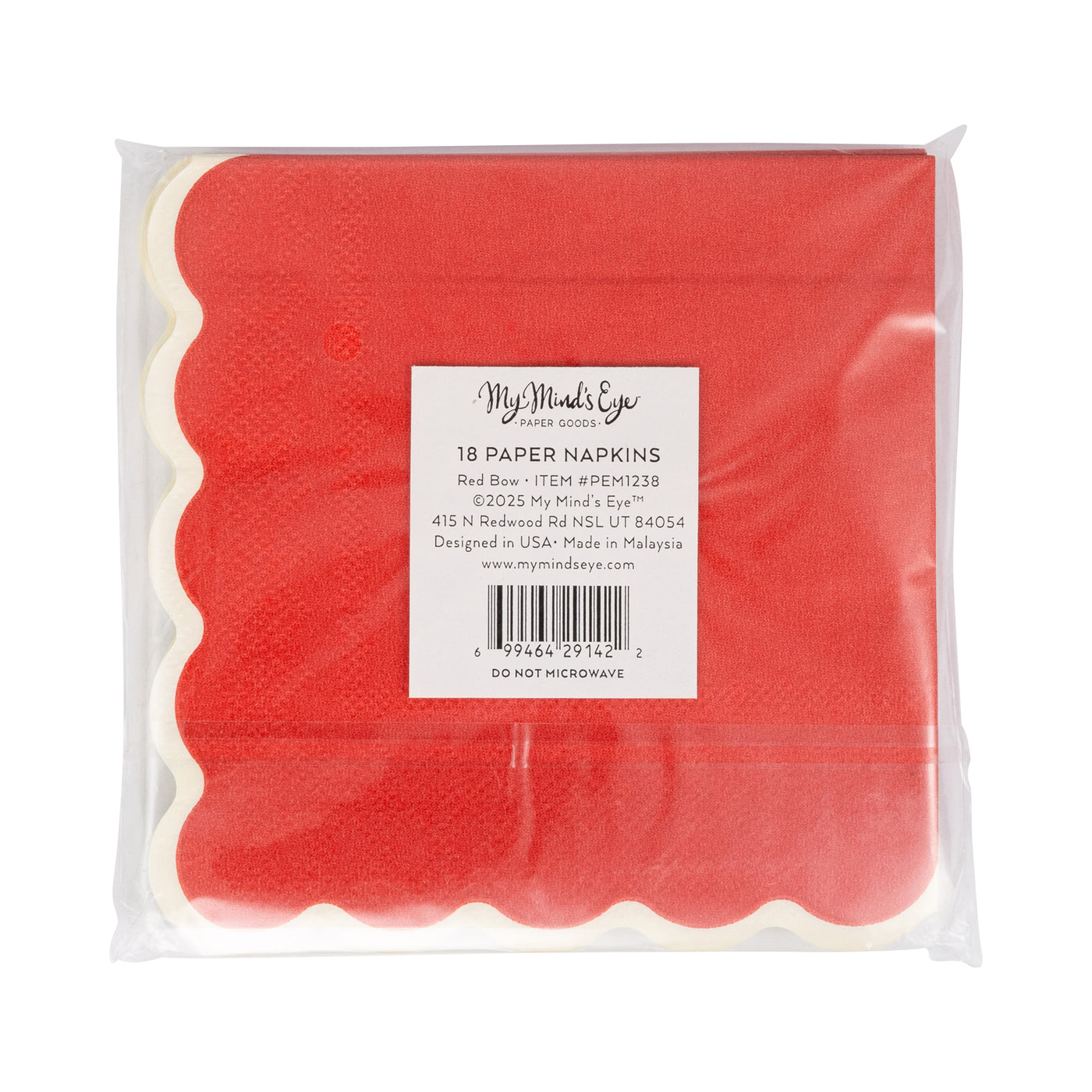 PEM1238 - Red/Gold Bow Cocktail Napkin