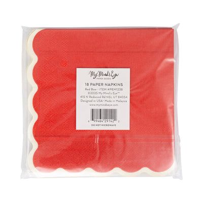 PEM1238 - Red/Gold Bow Cocktail Napkin