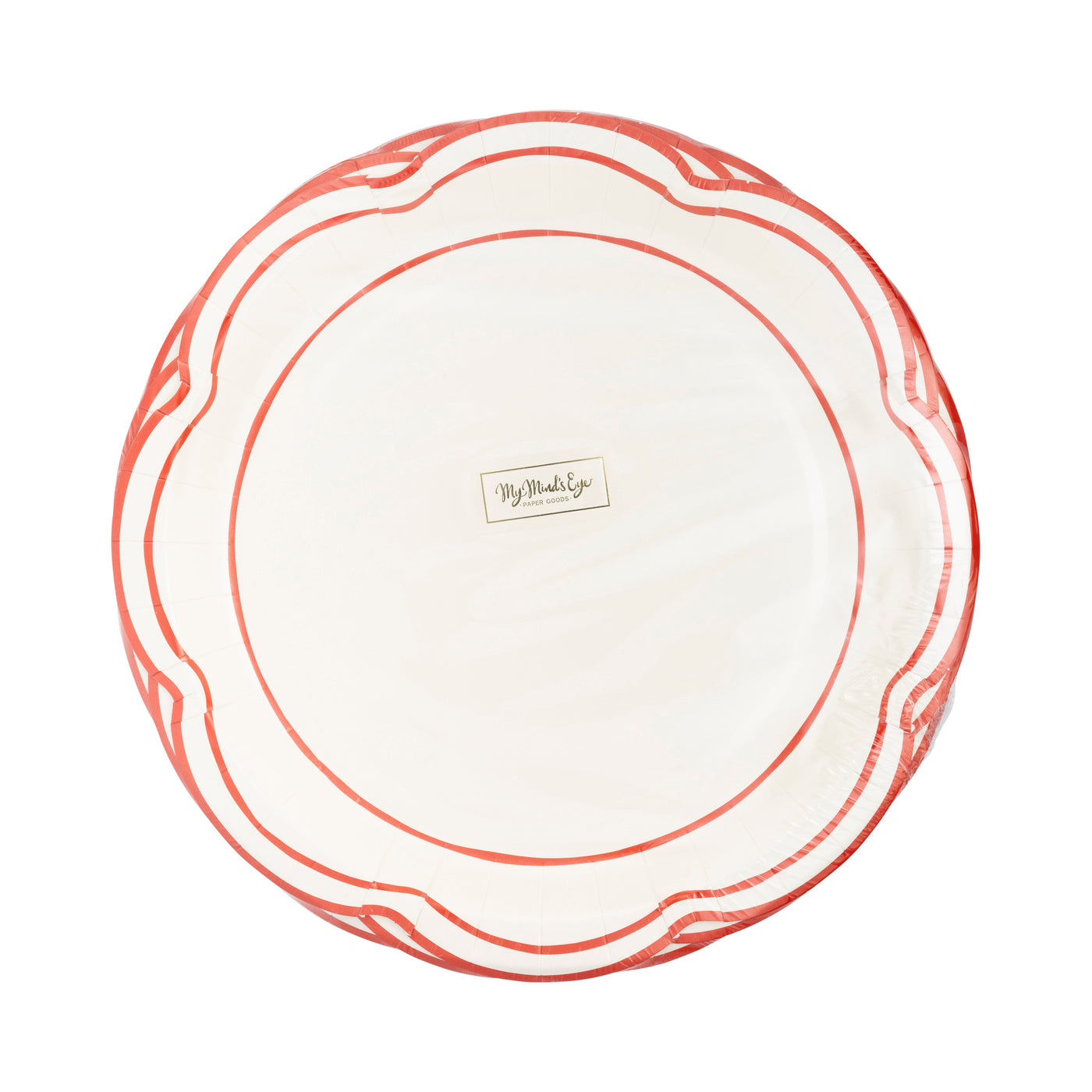PEM1241 - Cream Scalloped Red Lines Plate