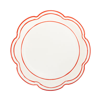 PEM1241 - Cream Scalloped Red Lines Plate