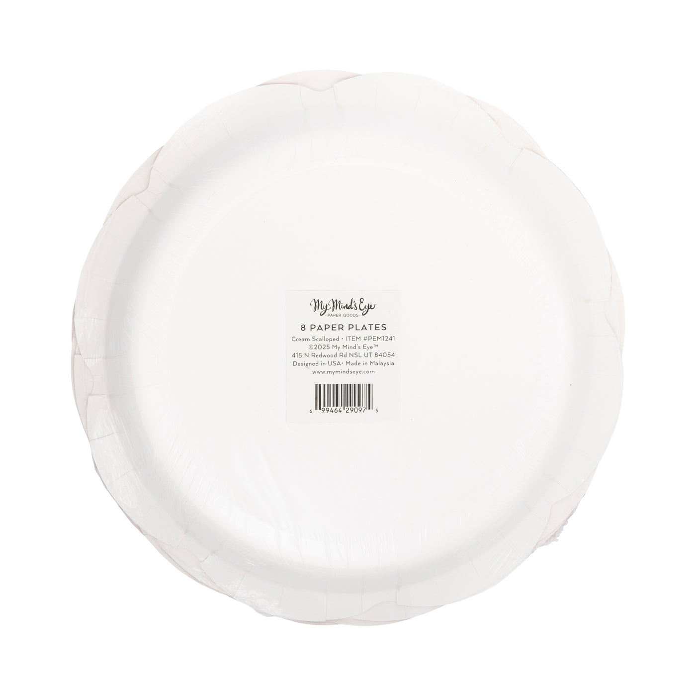 PEM1241 - Cream Scalloped Red Lines Plate