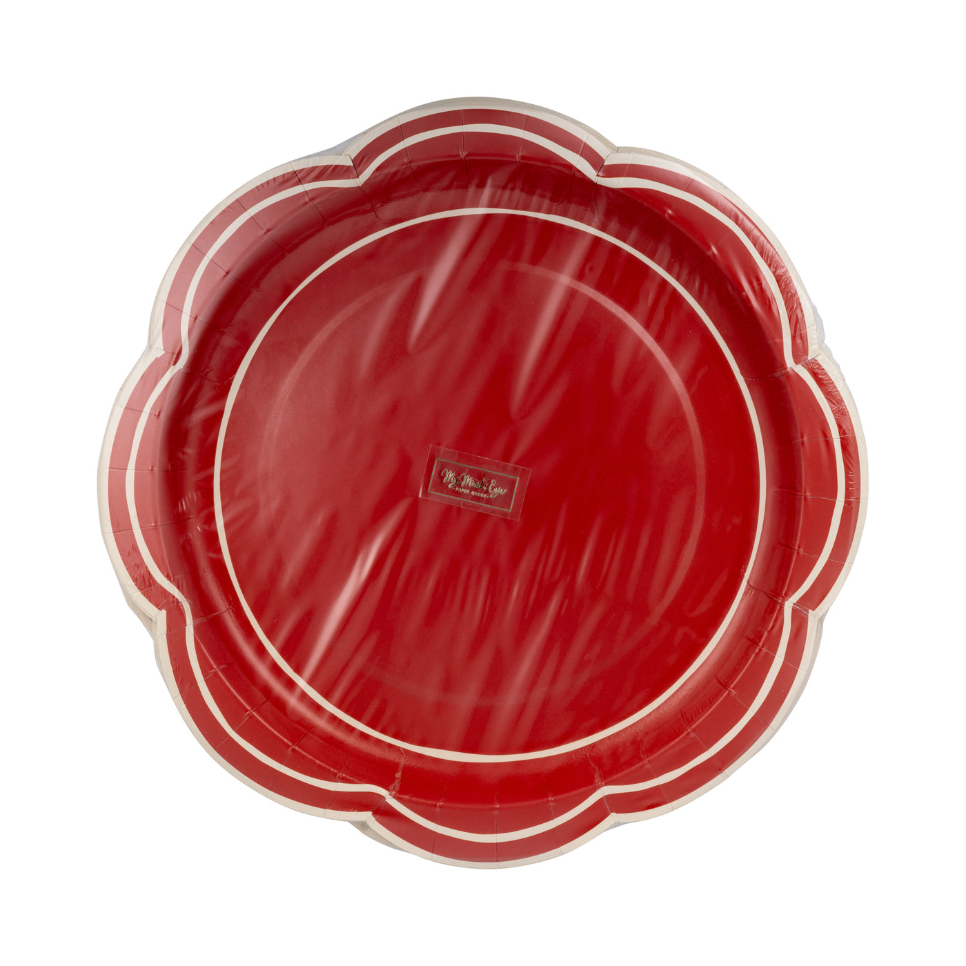 PEM1242 - Red Scalloped Cream Lines Plate