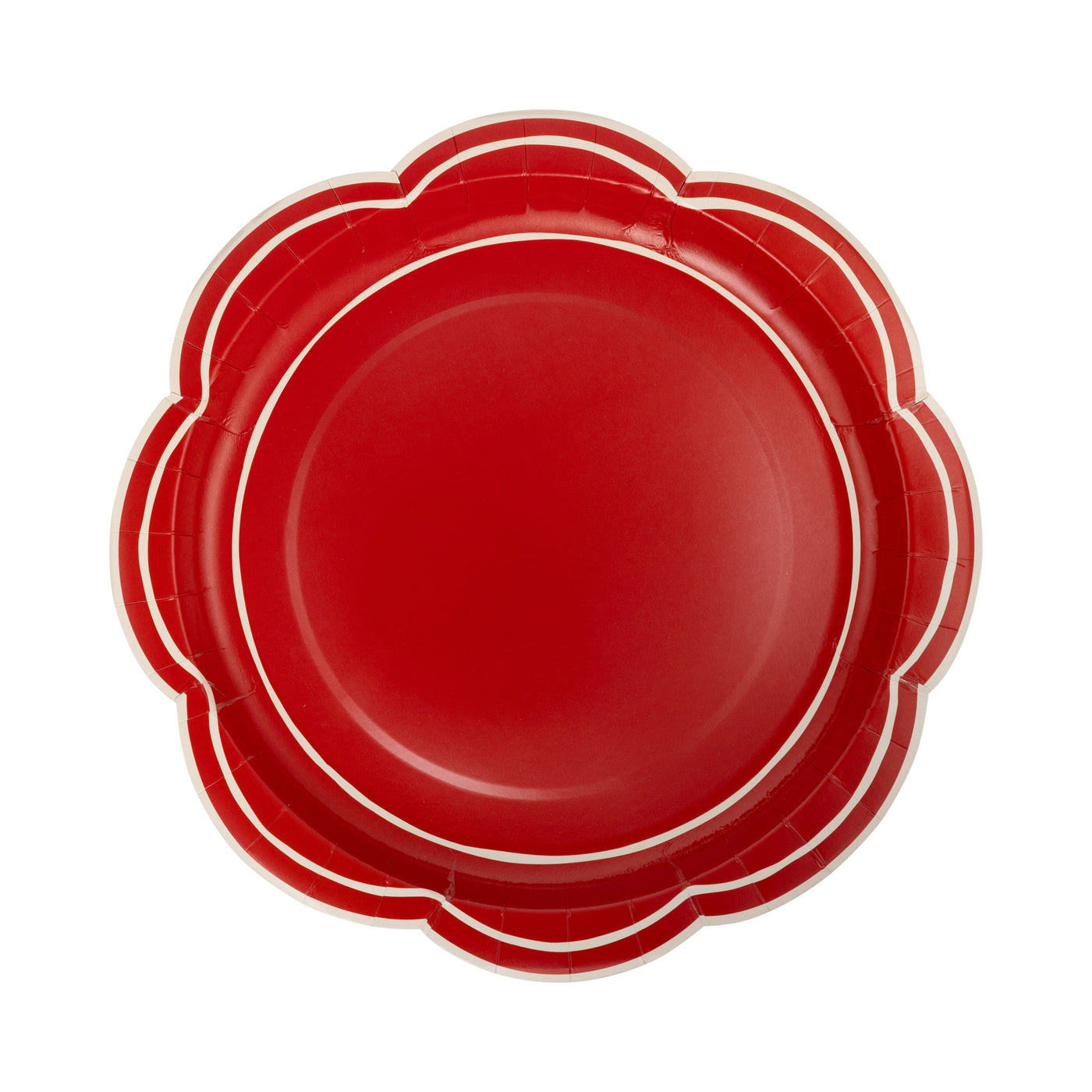 PEM1242 - Red Scalloped Cream Lines Plate