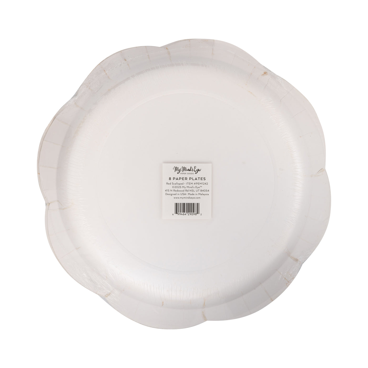 PEM1242 - Red Scalloped Cream Lines Plate