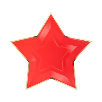 PGB1041 - Red Star Shaped Gold Foiled Paper Plate