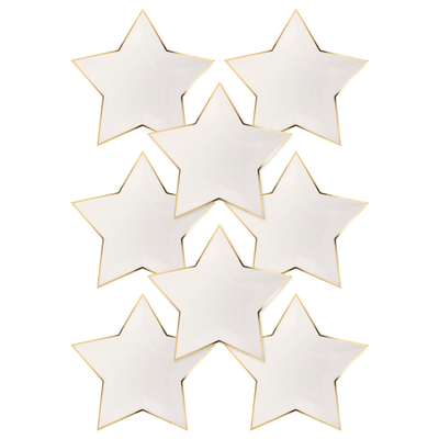 PGB1042 - Cream Star Shaped Gold Foiled Paper Plate