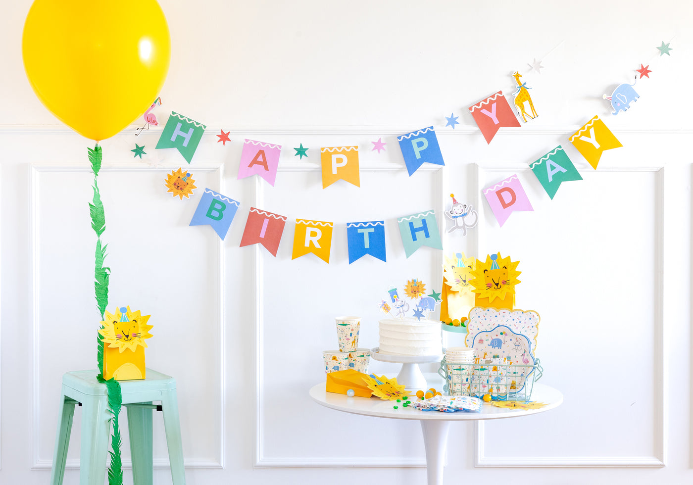 PLAML02 - Animal Party Happy Birthday Banner