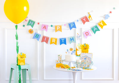 PLAML02 - Animal Party Happy Birthday Banner