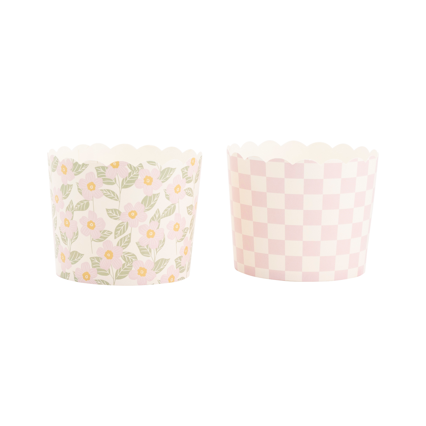 PLCC1644 - Pink Floral Checkerboard 5 oz Food Cups (50 pcs)