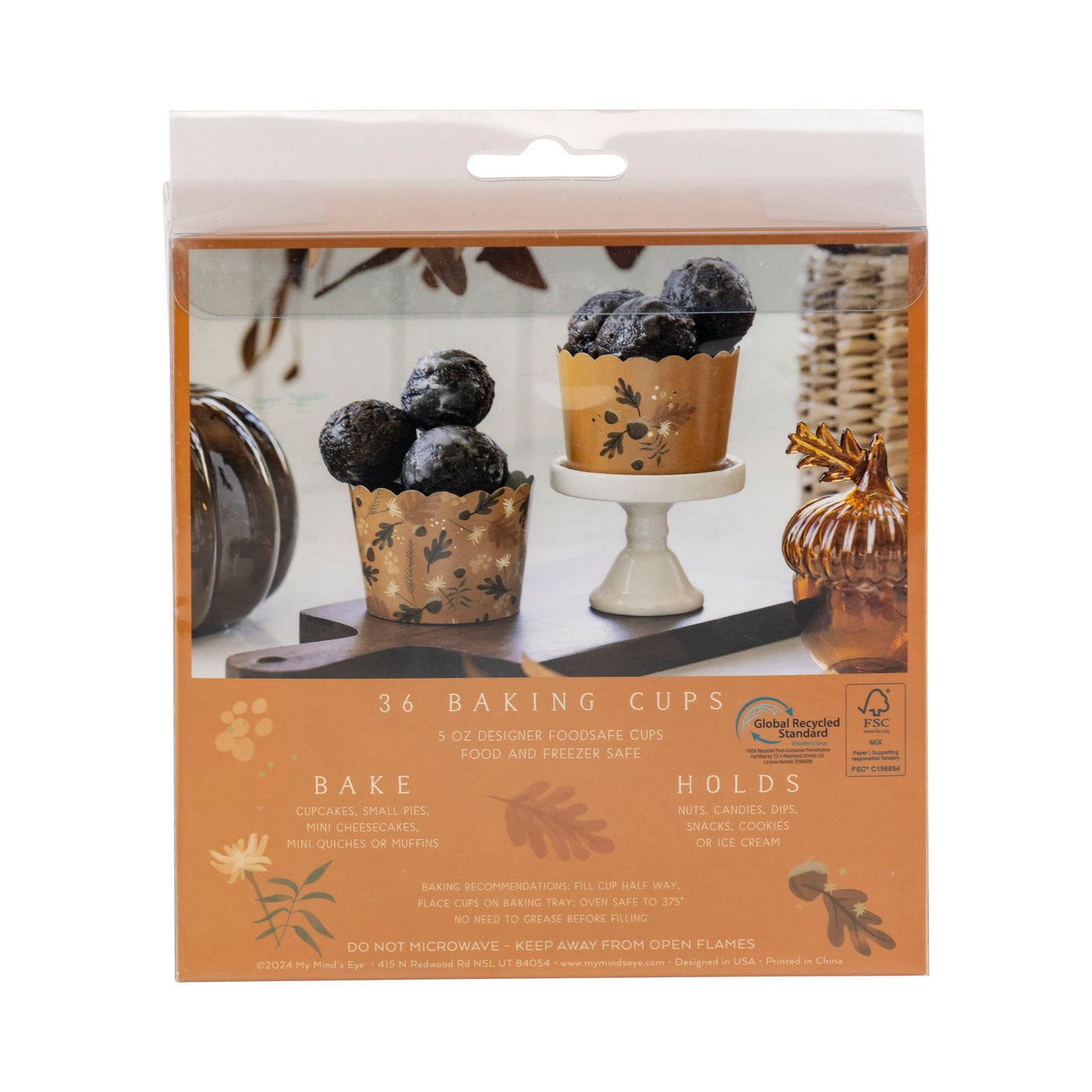 PLCC1806x - Gold Foil Acorn Burst 5 oz Baking Cups