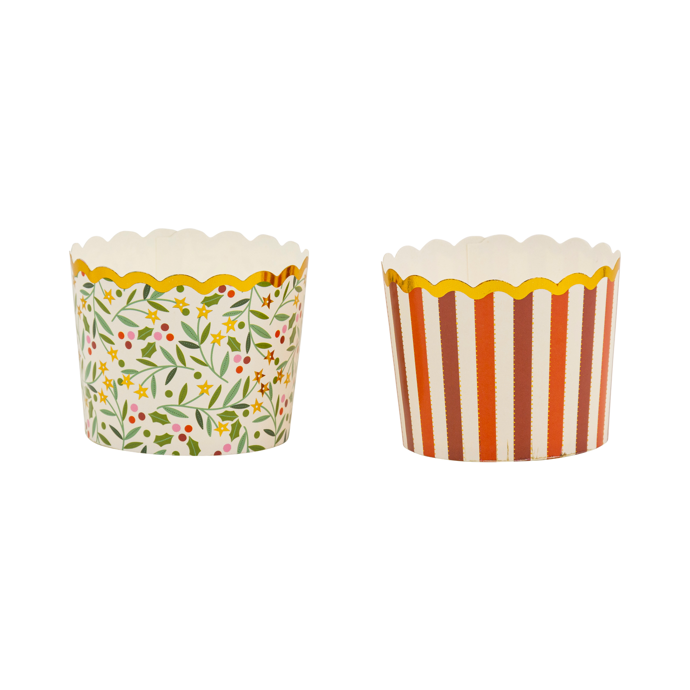 PLCC1850 - Gold Foil Star Floral and Stripe 5 oz Baking Cups