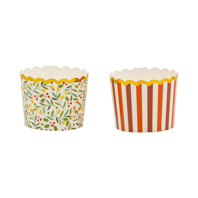 PLCC1850 - Gold Foil Star Floral and Stripe 5 oz Baking Cups