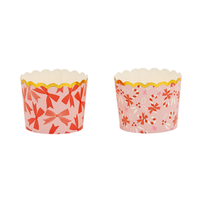 PLCC1851 - Gold Foil Bows on Pink 5 oz Baking Cups