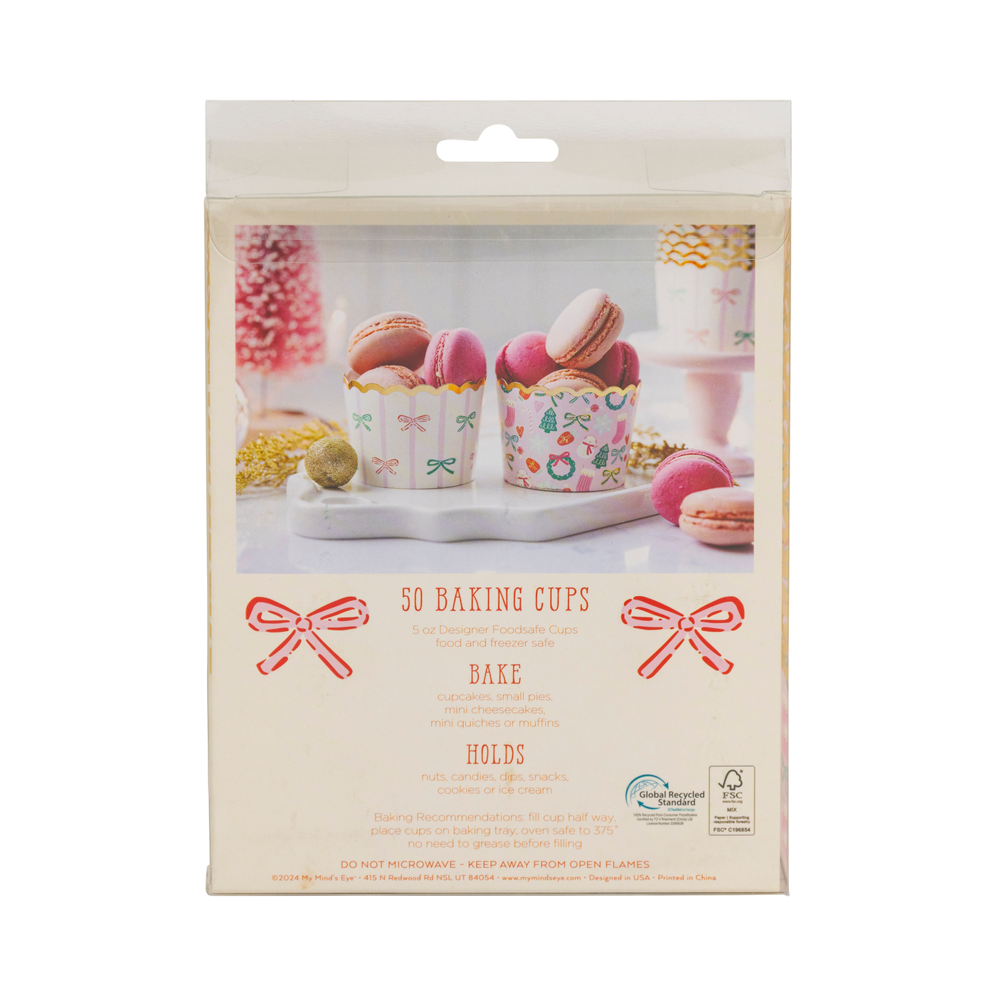 PLCC1871 - Gold Foil Bows/Icons on Pink 5 oz Baking Cups