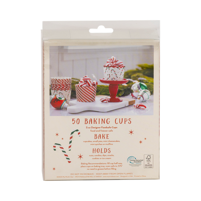 PLCC1888 - Red Foil Candy Stripes 5 oz Baking Cups