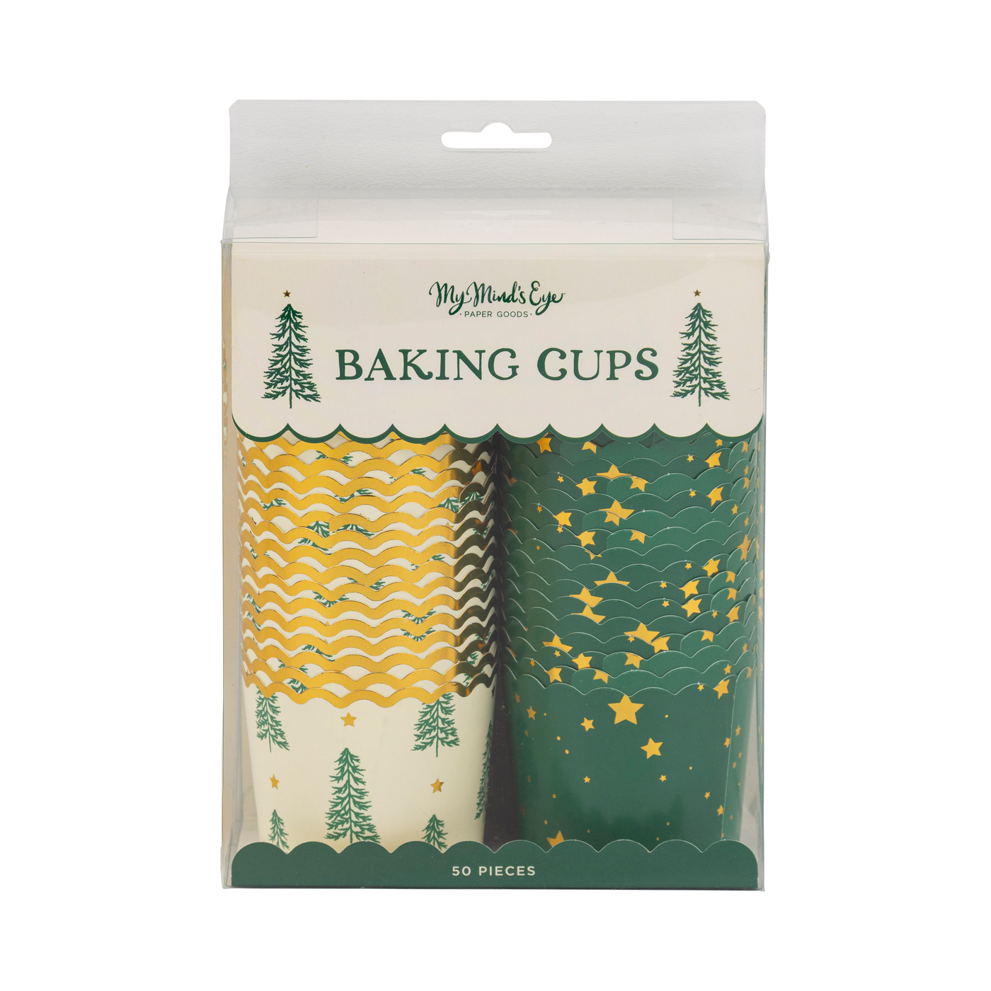 PLCC1902 - Gold Foil Trees and Stars 5 oz Baking Cups