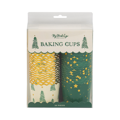 PLCC1902 - Gold Foil Trees and Stars 5 oz Baking Cups