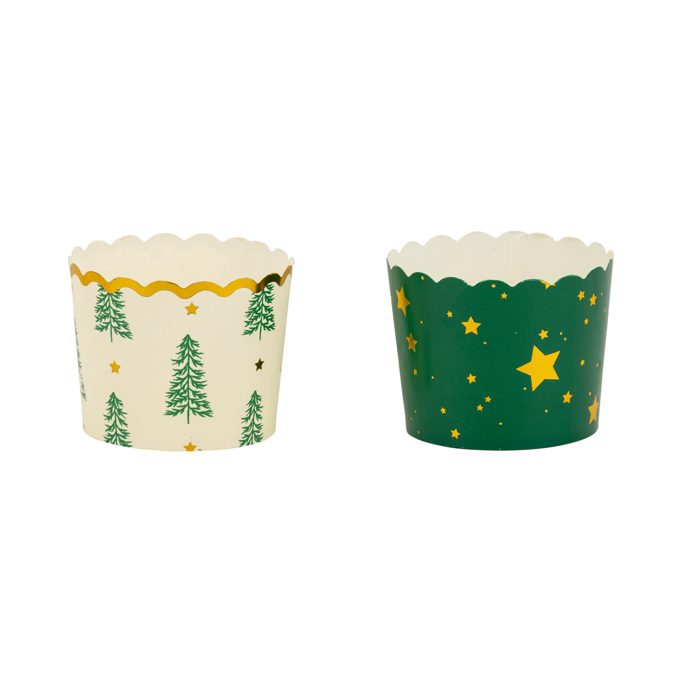 PLCC1902 - Gold Foil Trees and Stars 5 oz Baking Cups