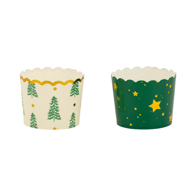 PLCC1902 - Gold Foil Trees and Stars 5 oz Baking Cups