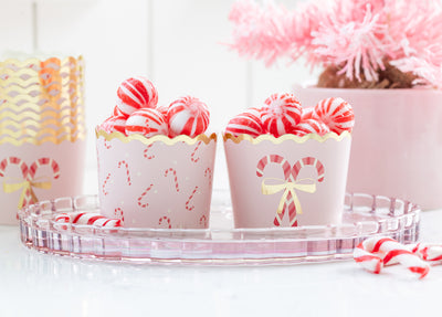 PLCC1924 - Foiled Pink Candy Cane Baking Cup 5 oz
