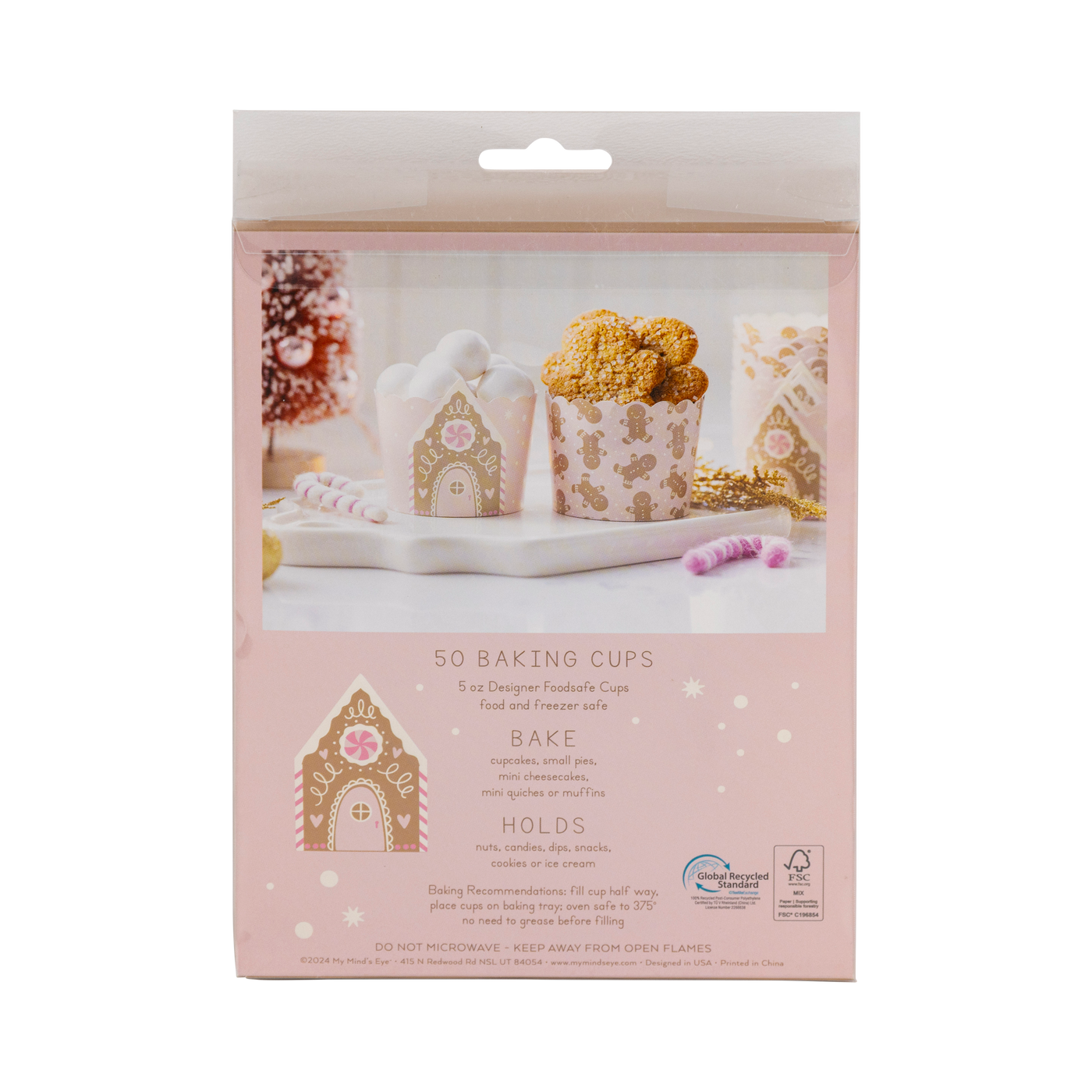 PLCC1941 - Pink Gingerbread House 5 oz Baking Cups