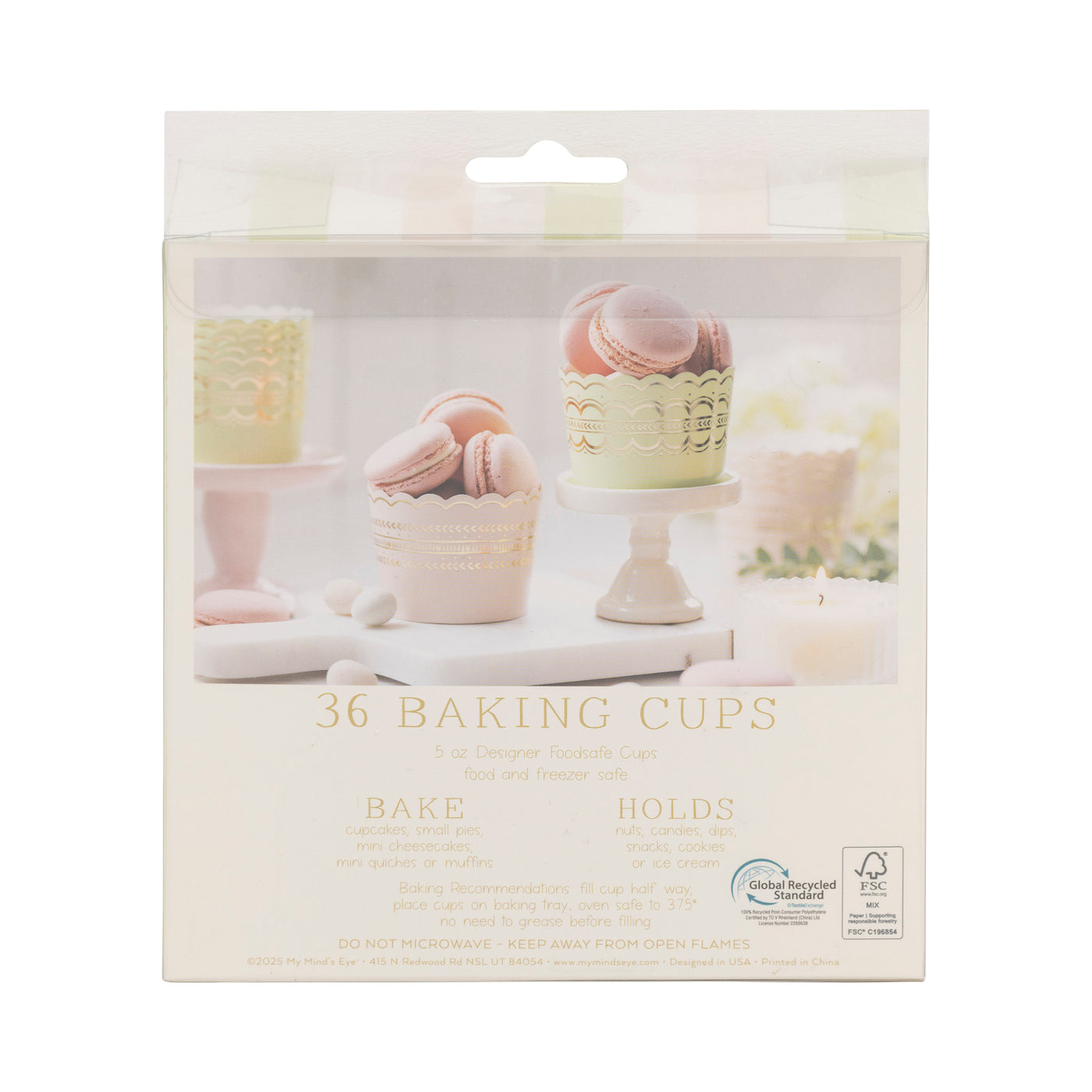 PLCC2038x - Pink and Green Delicate Border Foiled Baking Cup