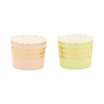 PLCC2038x - Pink and Green Delicate Border Foiled Baking Cup