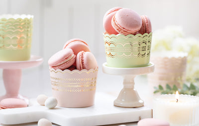 PLCC2038x - Pink and Green Delicate Border Foiled Baking Cup