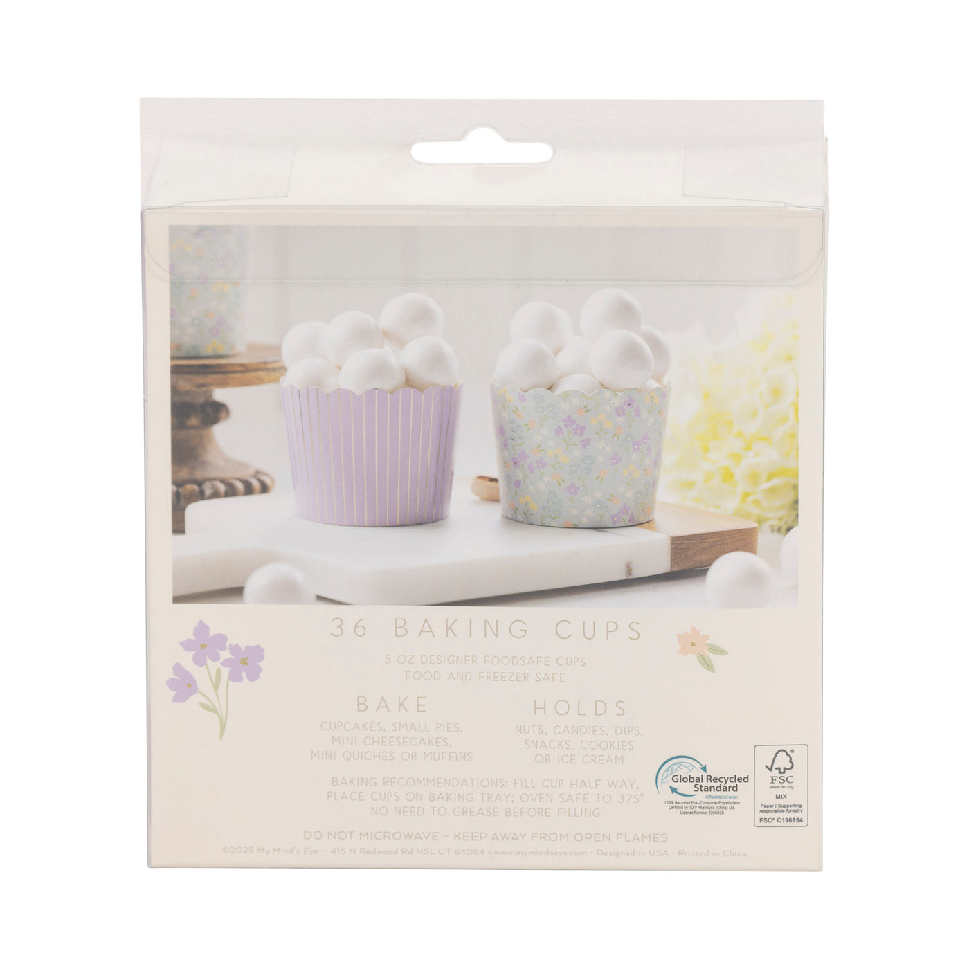 PLCC2069x - Foil Floral Pin Stripe Baking Cup