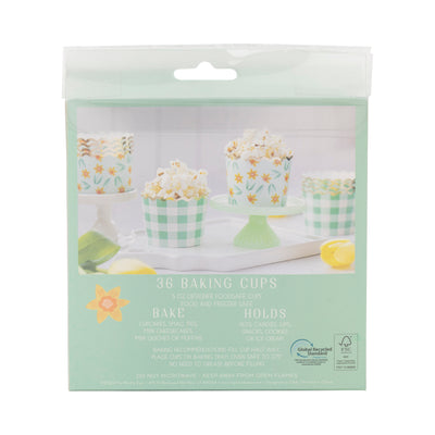 PLCC2075x - Foil Mint Gingham Floral Baking Cup