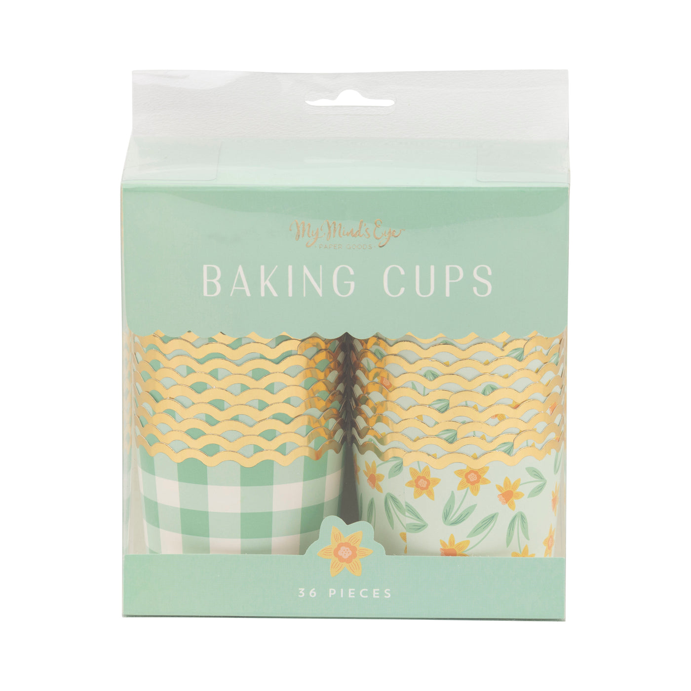 PLCC2075x - Foil Mint Gingham Floral Baking Cup